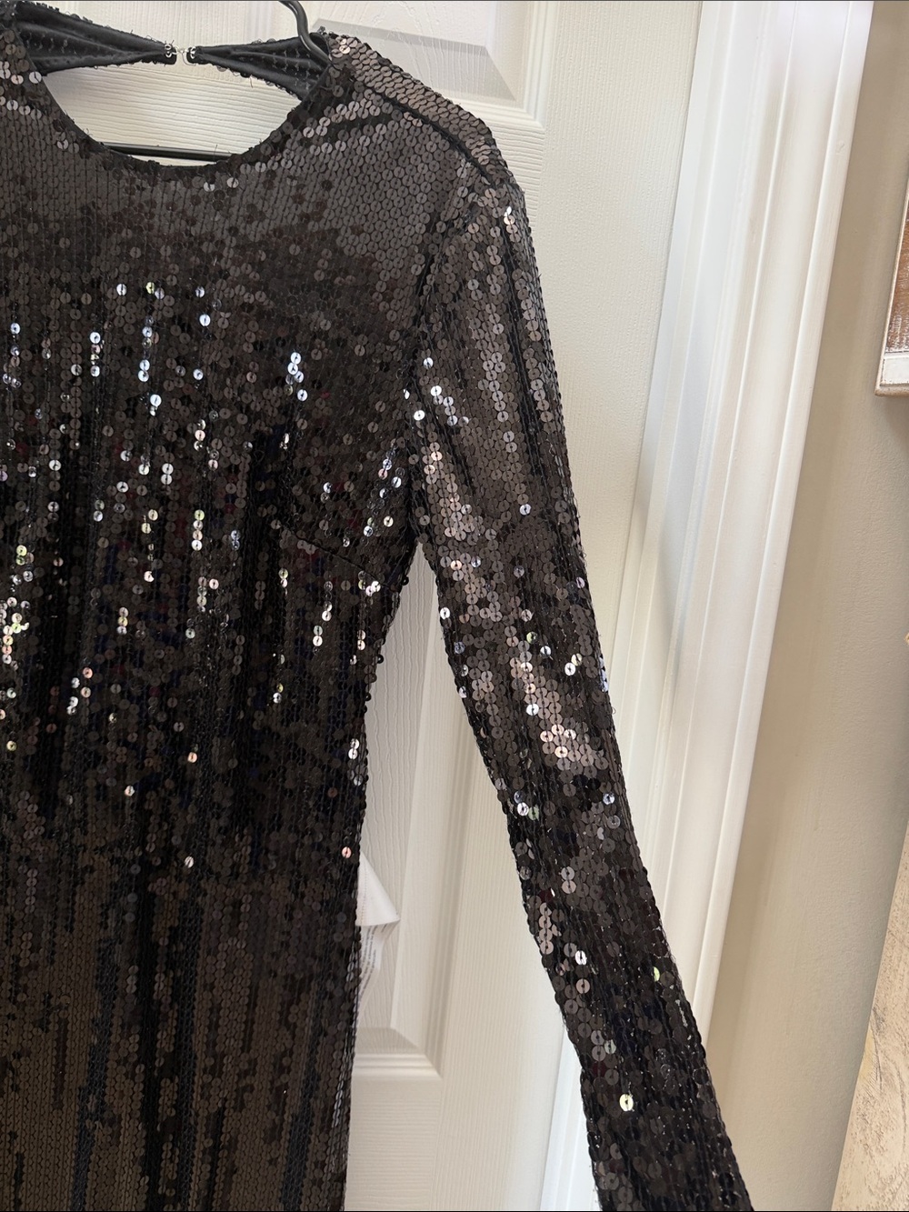 Mac Duggal Black Full-Length Sequin Long Sleeve Gown - Picture 9 of 16